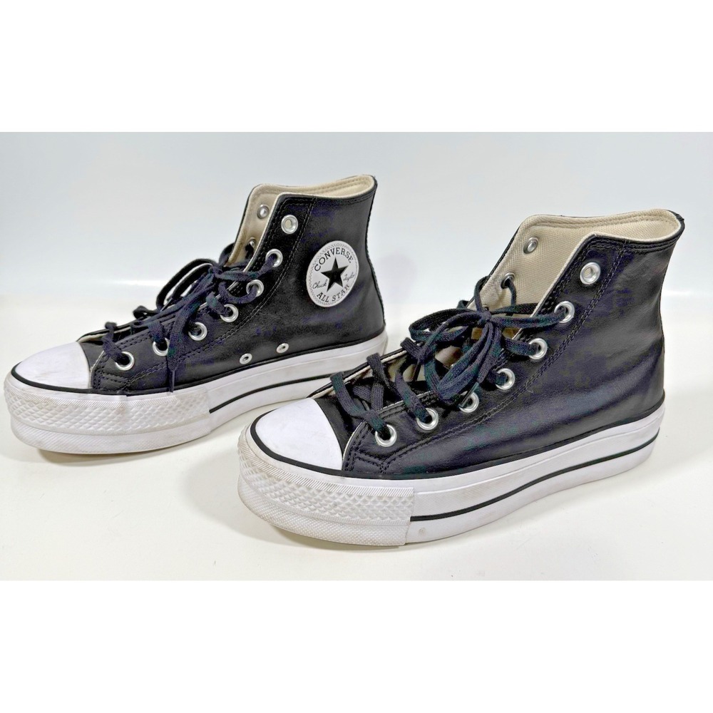 Converse Chuck Taylor All Star Lift Hi Women 7.5 Black Leather Platform 561675C